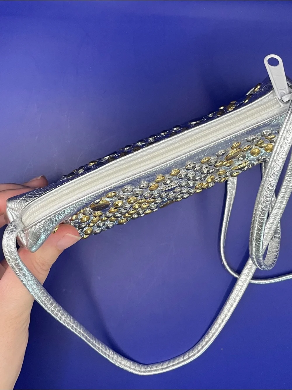 Silver Studded Crossbody Bag - Women
